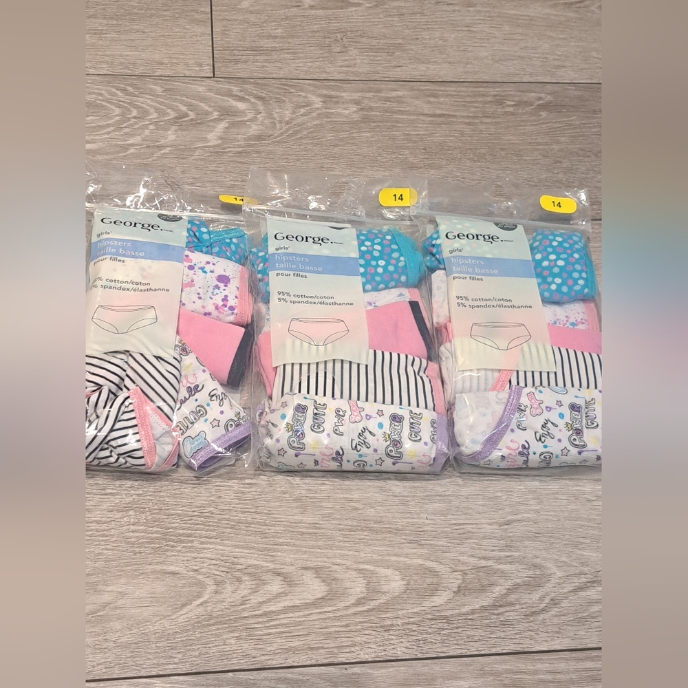 3 Brand new Packs of George Girls' Hipsters Underwear 5 pair Pack - size 14